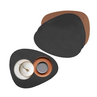 Jogo Americano Organico Dupla Face Preto Marrom Oval 4un