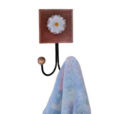Toalheiro Cabideiro Duplo Flor 3d Rústico Artesanal Ferro Cor Branco