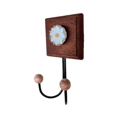 Toalheiro Cabideiro Duplo Flor 3d Rústico Artesanal Ferro Cor Branco