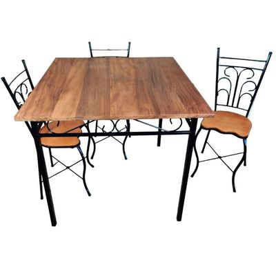 Mesa De Jantar artesanal Ferro E Madeira 4 Lugares Quadrada Tamanho 60x60cm
