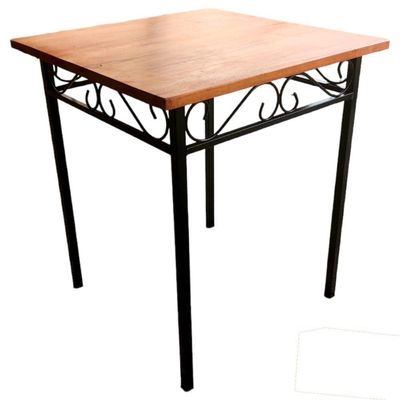 Mesa De Jantar artesanal Ferro E Madeira 4 Lugares Quadrada Tamanho 60x60cm