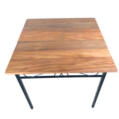 Mesa De Jantar artesanal Ferro E Madeira 4 Lugares Quadrada Tamanho 60x60cm