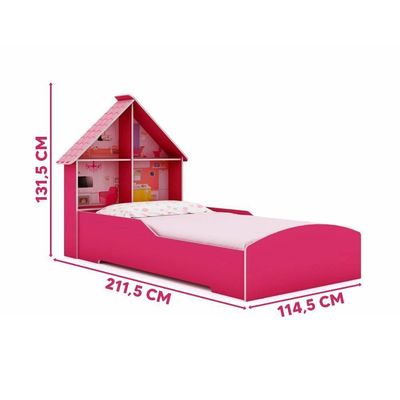 Cama Casinha Montessori Solteiro Pink Ploc Gelius