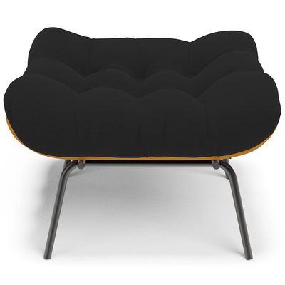 Kit 2 Puff's Decorativos Sala de Estar Costela L02 Suede Preto - Lyam Decor