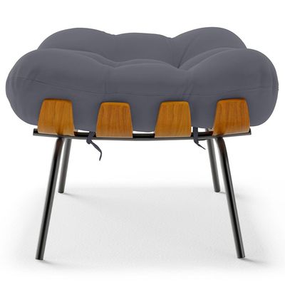 Kit 2 Puff's Decorativos Sala de Estar Costela L02 Suede Cinza - Lyam Decor