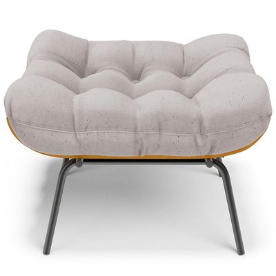 Kit 2 Puff's Decorativos Sala de Estar Costela L02 Linho Bege - Lyam Decor