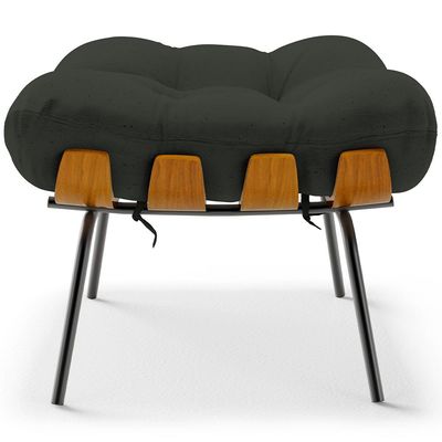 Kit 02 Puffs Decorativos Sala de Estar Costela L02 Linho Verde - Lyam Decor