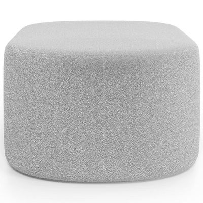 Kit 2 Puffs Decorativos Orgânico para Living Quarto 70cm Doha W01 Bouclê Cinza - Lyam Decor