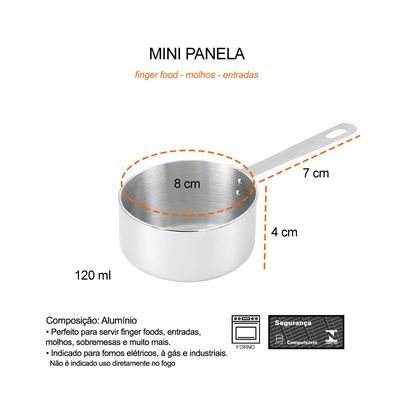 Panelinha Couvert Preto Mini Panela Finger Food Buffet 120ml