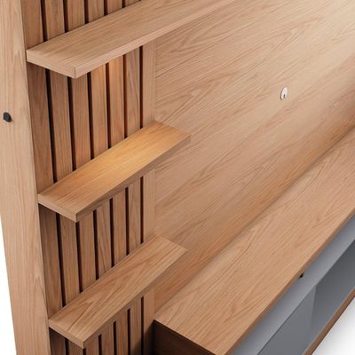Estante Painel Para TV 65 Pol com LED Aracati C04 Freijó Cinza Fosco - Lyam Decor