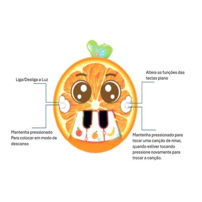 Piano Musical Frutas com Luz Laranja - Braskit