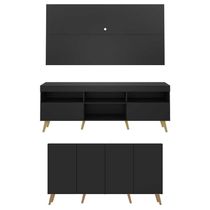 Conjunto Sala De Estar Rack + Painel Tv 65 e Aparador Retrô