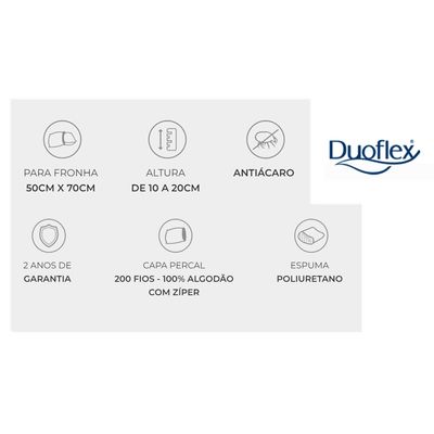 Travesseiro Altura Regulável 50cm x 70cm Duoflex Branco