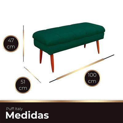 Puff Aparador Estofado Italy Decorativo Veludo Cor Verde Esmeralda