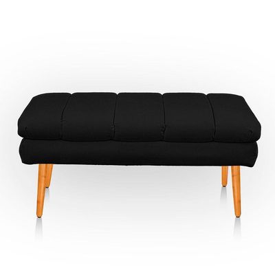 Puff Aparador Estofado Italy Decorativo Veludo Cor Preto
