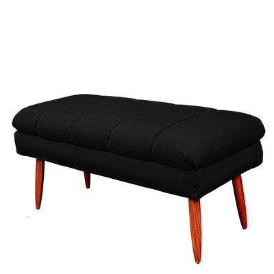 Puff Aparador Estofado Italy Decorativo Veludo Cor Preto