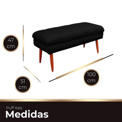 Puff Aparador Estofado Italy Decorativo Veludo Cor Preto