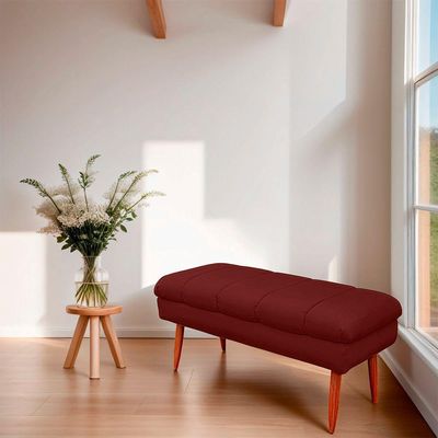 Puff Aparador Estofado Italy Decorativo Veludo Cor Marsala