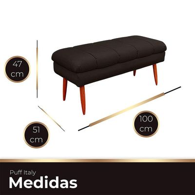 Puff Aparador Estofado Italy Decorativo Veludo Cor Marrom