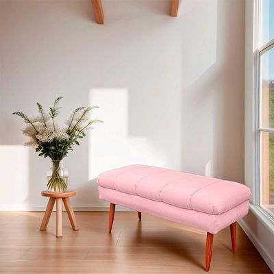 Puff Aparador Estofado Italy Decorativo Veludo Cor Rosa Bebe