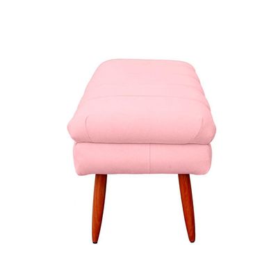 Puff Aparador Estofado Italy Decorativo Veludo Cor Rosa Bebe