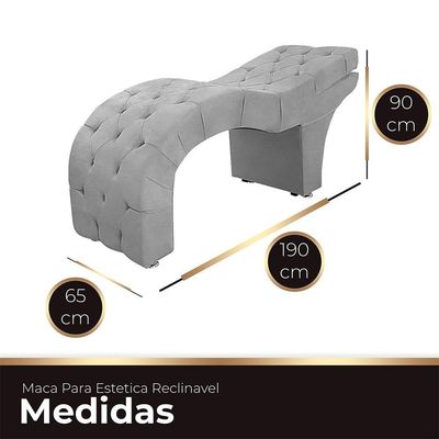 Maca Estofada Capitone Reclinável Julia Para Estetica Facial Sombrancelha E Cílios Suede Cinza