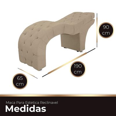 Maca Estofada Capitone Reclinável Julia Para Estetica Facial Sombrancelha E Cílios Suede Bege Escuro