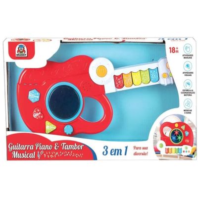 Brinquedo Guitarra Piano e Tambor Musical - Braskit