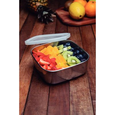 Pote Tramontina Freezinox em Aço Inox Quadrado com Tampa Plástica 16 cm 1,2 L