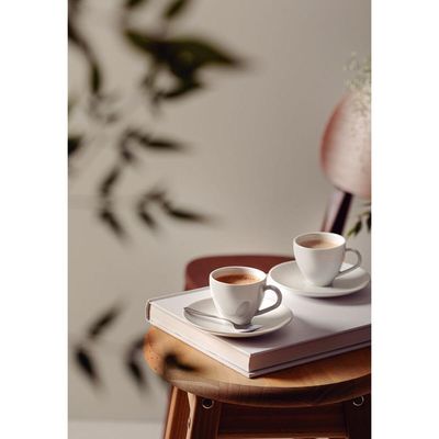 Conjunto Xícara e Pires de Café Tramontina Maria Augusta em Porcelana 100 ml 2 Peças