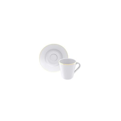 Conjunto Xícara e Pires Café Filetado Tramontina Elisa em Porcelana 70 ml