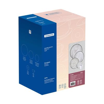 Aparelho de Jantar Tramontina Floralis em Porcelana Decorada 20 Peças