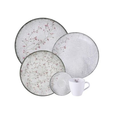 Aparelho de Jantar Tramontina Floralis em Porcelana Decorada 20 Peças
