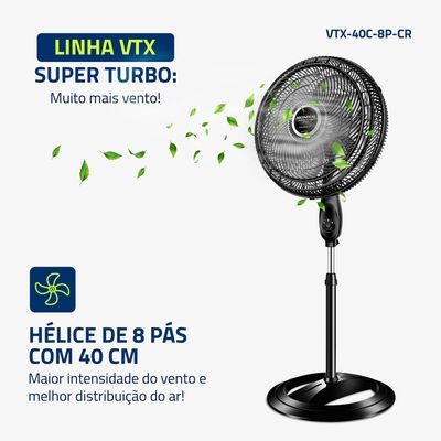 Ventilador de Coluna Turbo Mondial 40CM  VTX-40C-8P-CR 110V