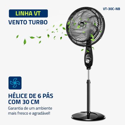 Ventilador Coluna Mondial - Turbo 06 Pás - VT-30C-NB 110V