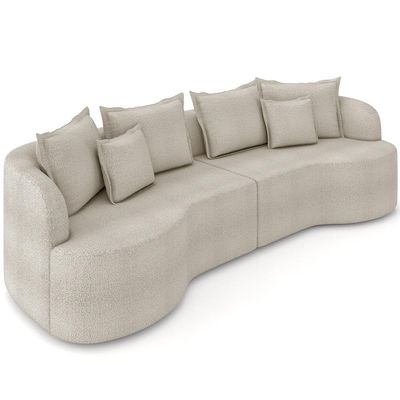 Sofá 4 Lugares Orgânico Sala De Estar Living 290cm Ekos K01 Bouclê Bege - Lyam Decor