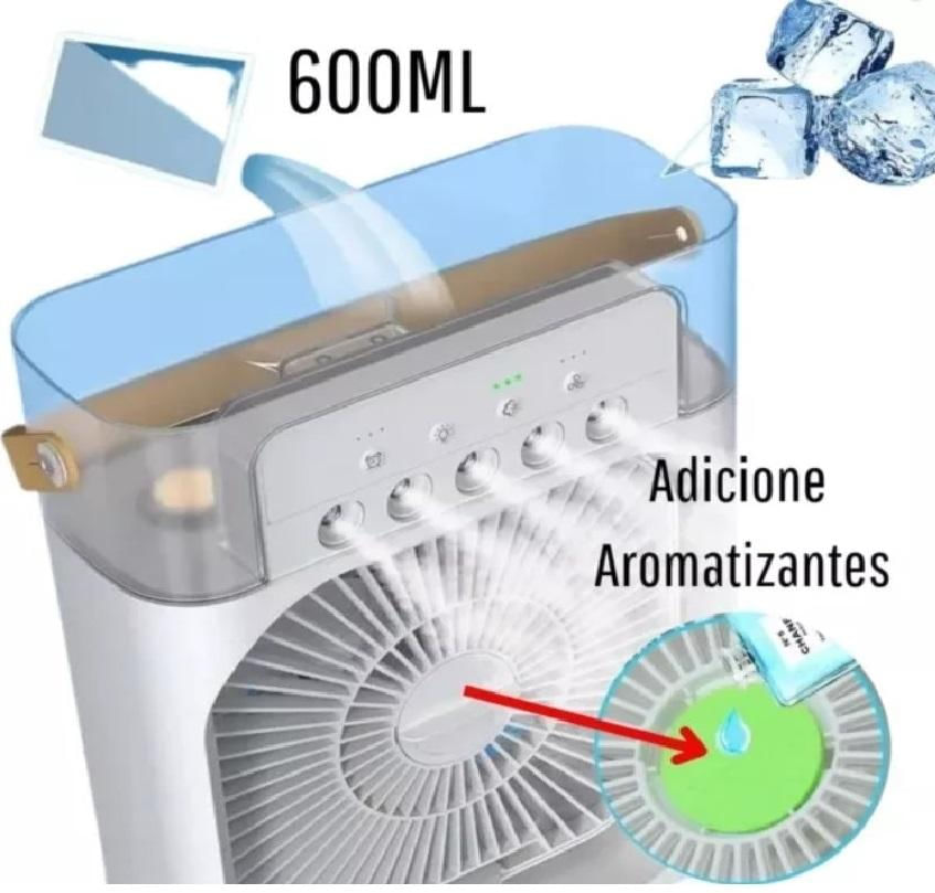 Ventilador Umidificador Climatizador Portátil Ar Água Led Usb De Mesa