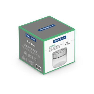 Pote de Vidro Tramontina Purezza com Tampa de Aço Inox 10 cm 0,4 L
