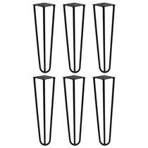 Kit 6 Pés De Metal 25 Cm Legs Mesas De Centro Puffs Preto
