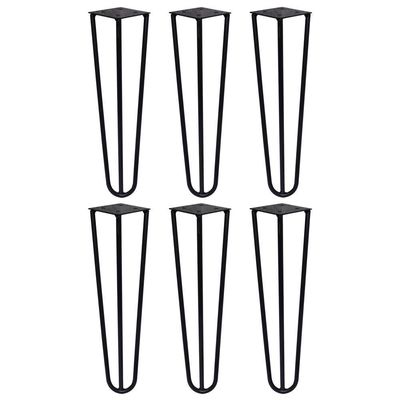 Kit 6 Pés De Metal 25 Cm Legs Mesas De Centro Puffs Preto