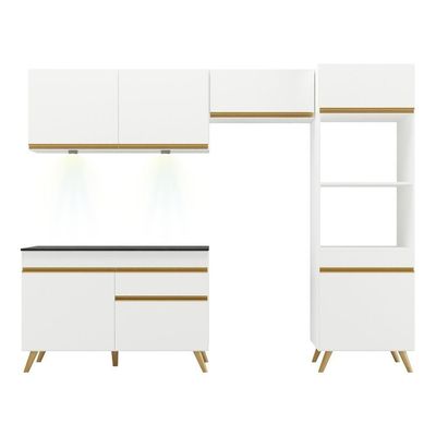 Cozinha Compacta 4 Peças Com Leds Veneza Up Multimóveis