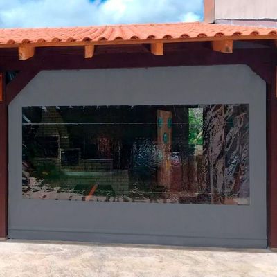 Toldo Cortina Cinza C/ Visor - 3,80m X 1,60m - Kit Completo