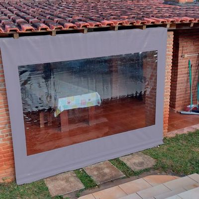 Toldo Cortina Cinza C/ Visor - 3,50m X 2,60m - Kit Completo