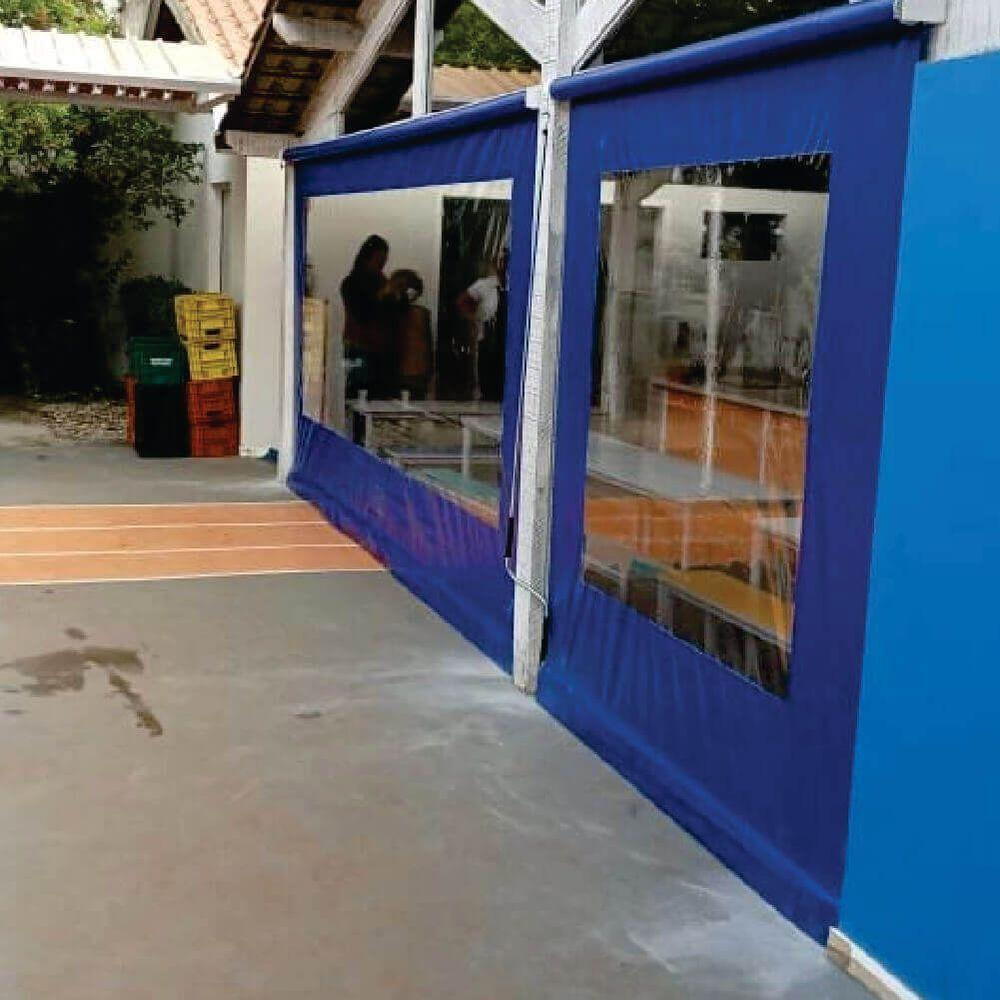 Toldo Cortina Azul C/ Visor - 3,20m X 1,60m - Kit Completo