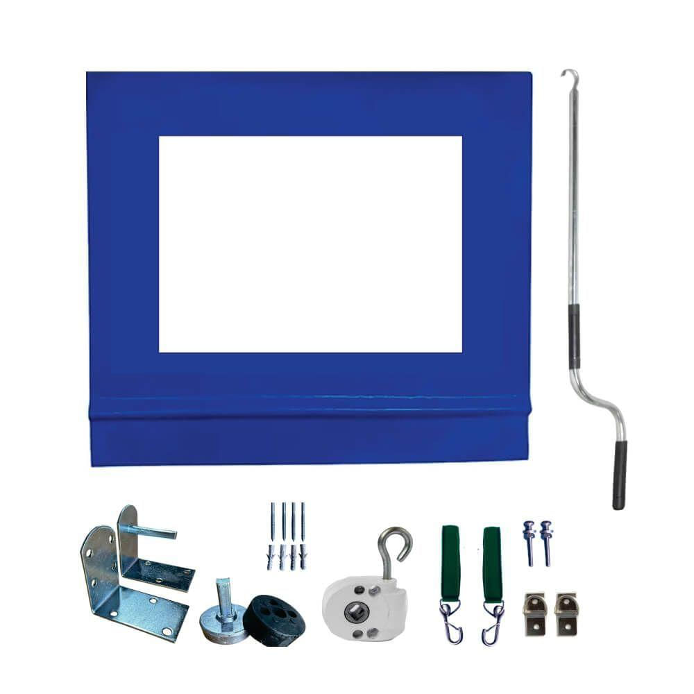 Toldo Cortina Azul C/ Visor - 3,20m X 1,60m - Kit Completo