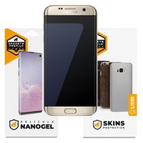 Película de Nano Gel Dupla + traseira fibra de carbono para Samsung Galaxy S7 Edge (Cobre toda tela)