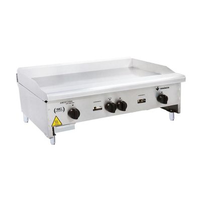 Chapa Americana Profissional 90cm A Gás 18mm Lisa Inox Cg90 E Conjunto De Espátulas - Venâncio