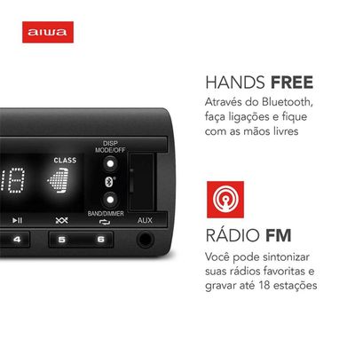 Auto Radio Aiwa AWS-CA-D-01100W MP3, USB e Bluetooth