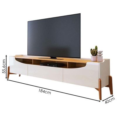 Rack Bancada Studio Com Painel Para Tv Loft 1.8 Off White Nature - Imcal