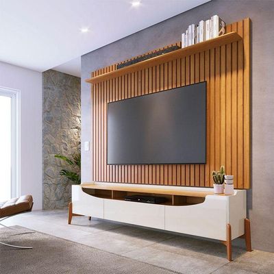 Rack Bancada Studio Com Painel Para Tv Loft 1.8 Off White Nature - Imcal